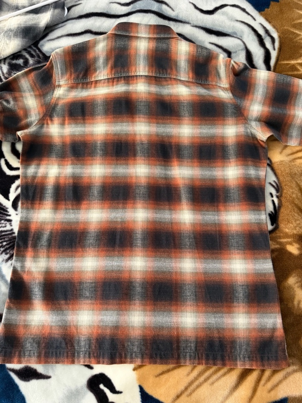 Kuhl Medium Brown, Orange & Black Plaid Flannel Shirt - Picture 11 of 13